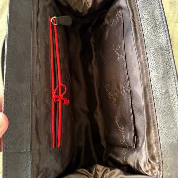 Vera Bradley Red and Black Crochet Shoulder Bag red black leather strap handles - Picture 5 of 7